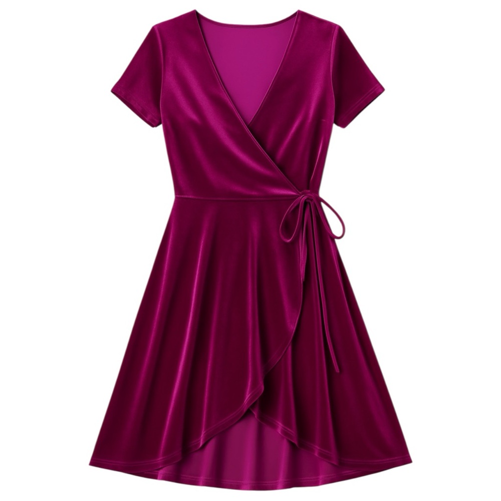Forever 21 • Velvet Wrap Side-Tie Dress • Berry Fuchsia • Size S